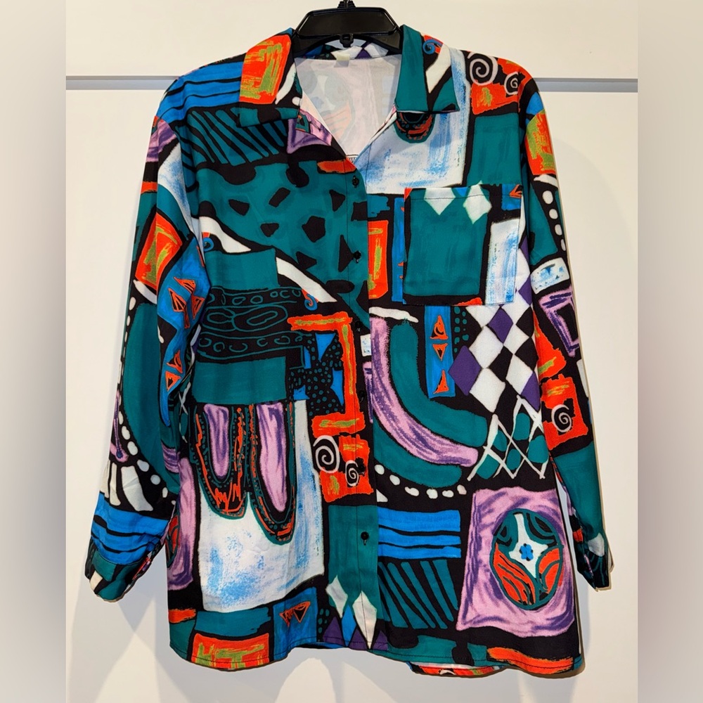 Colorful Abstract Button-Up Shirt